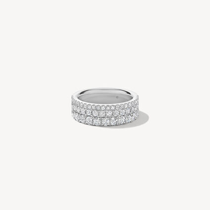 Grace Triple Row Ring, 18K White Gold, large