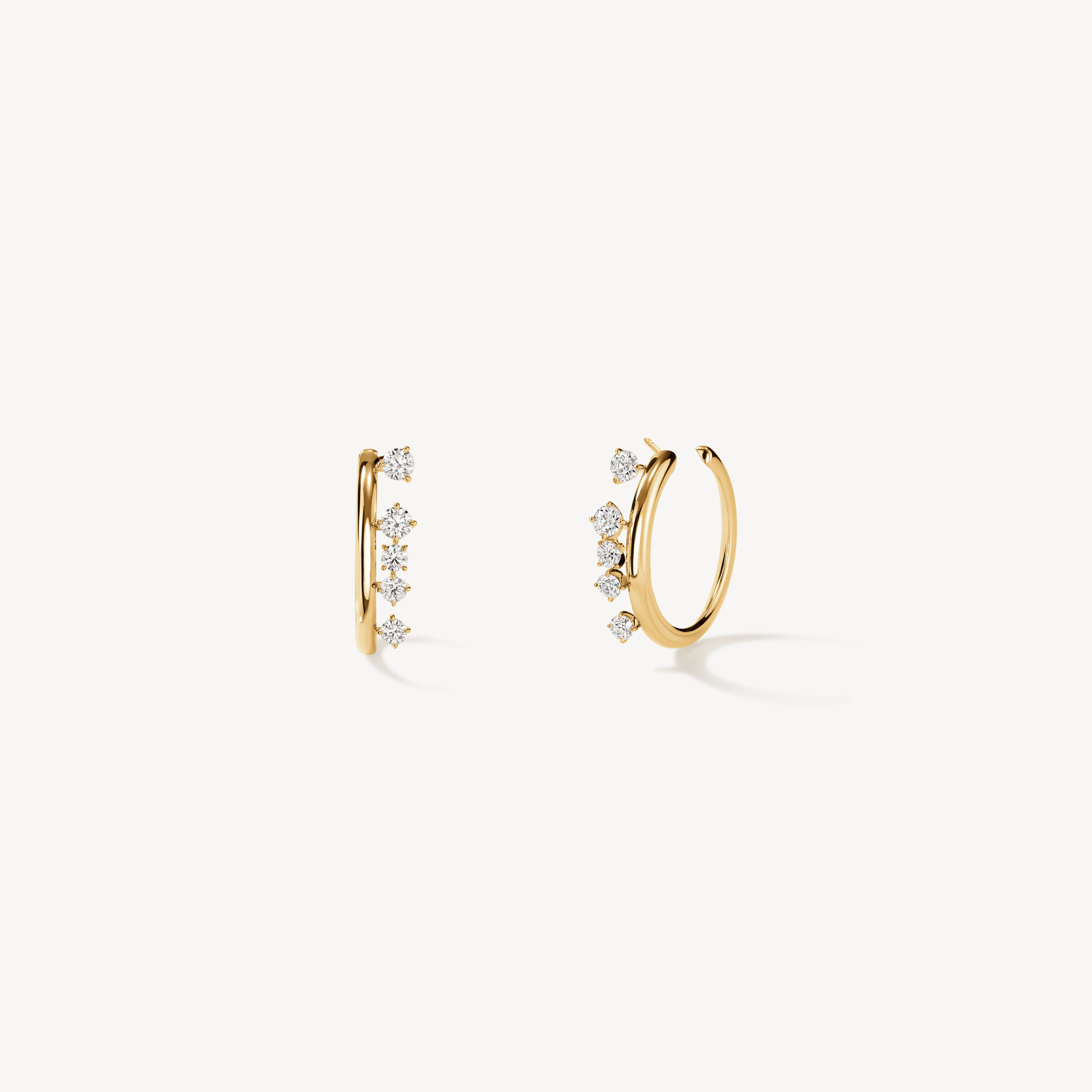BARRE Floating Diamond Small Hoops, 18K Yellow Gold, large