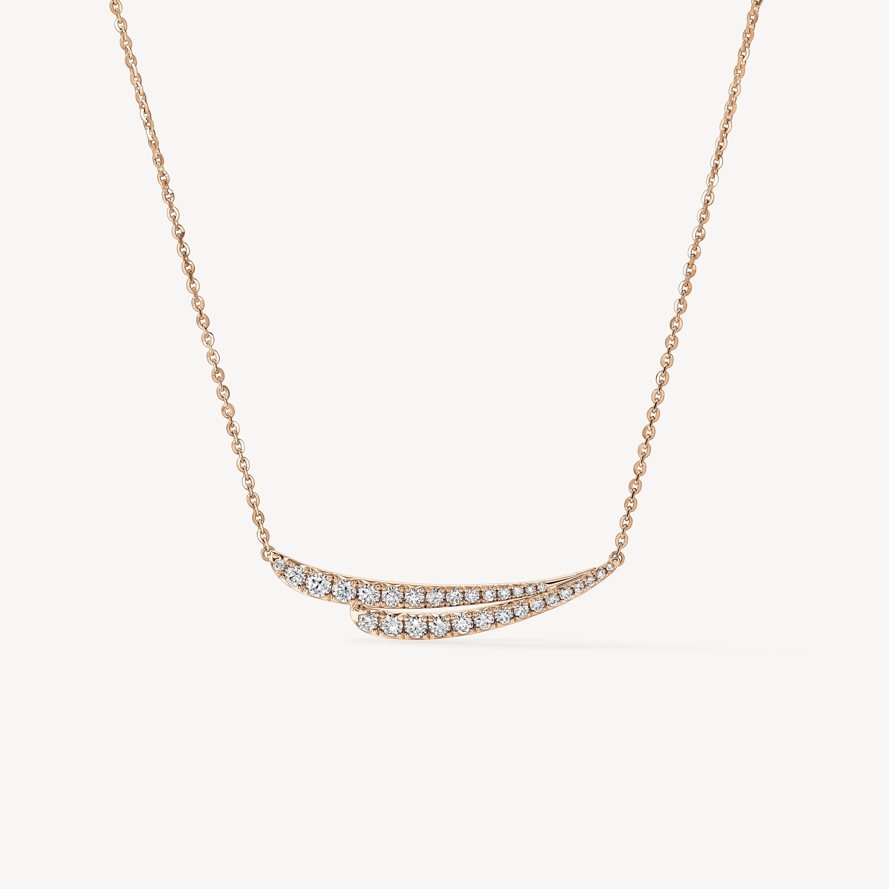 VELA French Cut Pav&eacute; Diamond Pendant Necklace, 18K Rose Gold, large