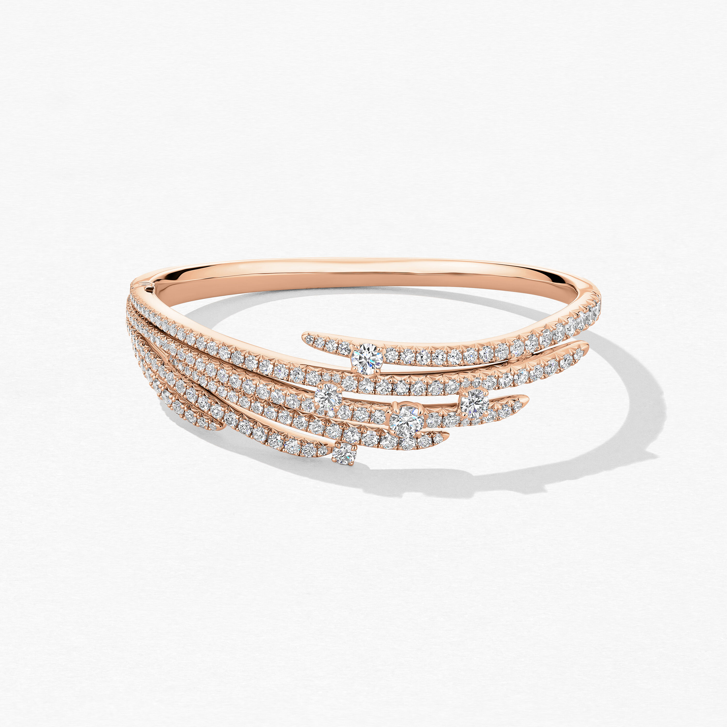 Vela French Cut Pav&eacute; Bangle, 18K Rose Gold, large