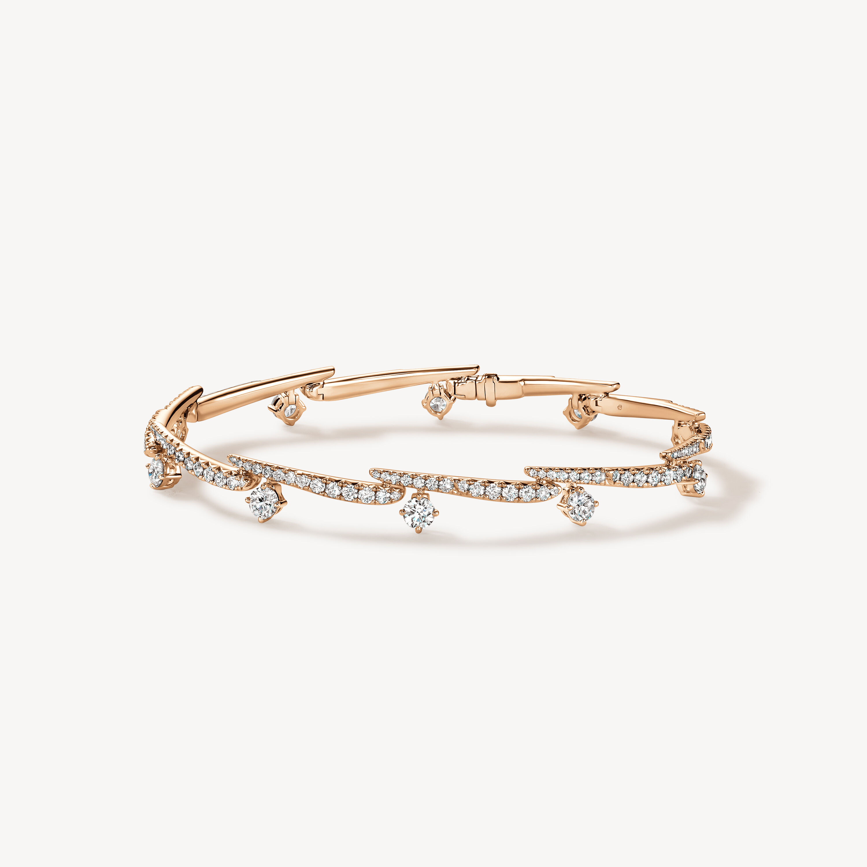 VELA Crossover Pav&eacute; Diamond Bracelet, 18K Rose Gold, large