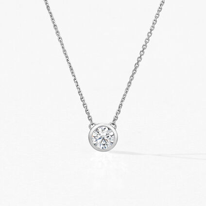 HOF Classic Bezel Solitaire Pendant, 18K White Gold, large