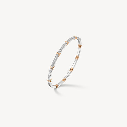 Copley Half Pav&eacute; Diamond Bangle, 18K White gold and Rose gold, large