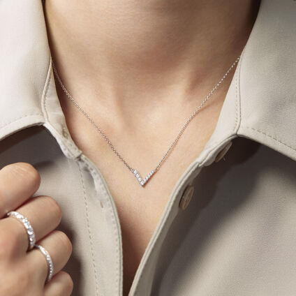 Charmed V Pendant, 18K White Gold, large