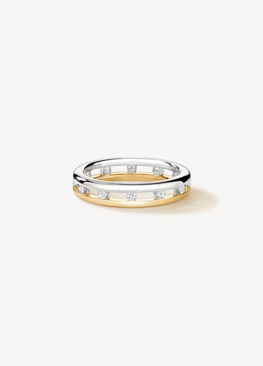 LOVE Floating Diamond Eternity Wedding Band, 18k Yellow Gold w/Platinum LOVE Floating Diamond Eternity Wedding Band, 18k Yellow Gold w/Platinum, large