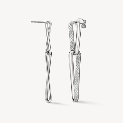 INSIDE/OUT Diamond Link Earrings, Large, 18K White Gold, large
