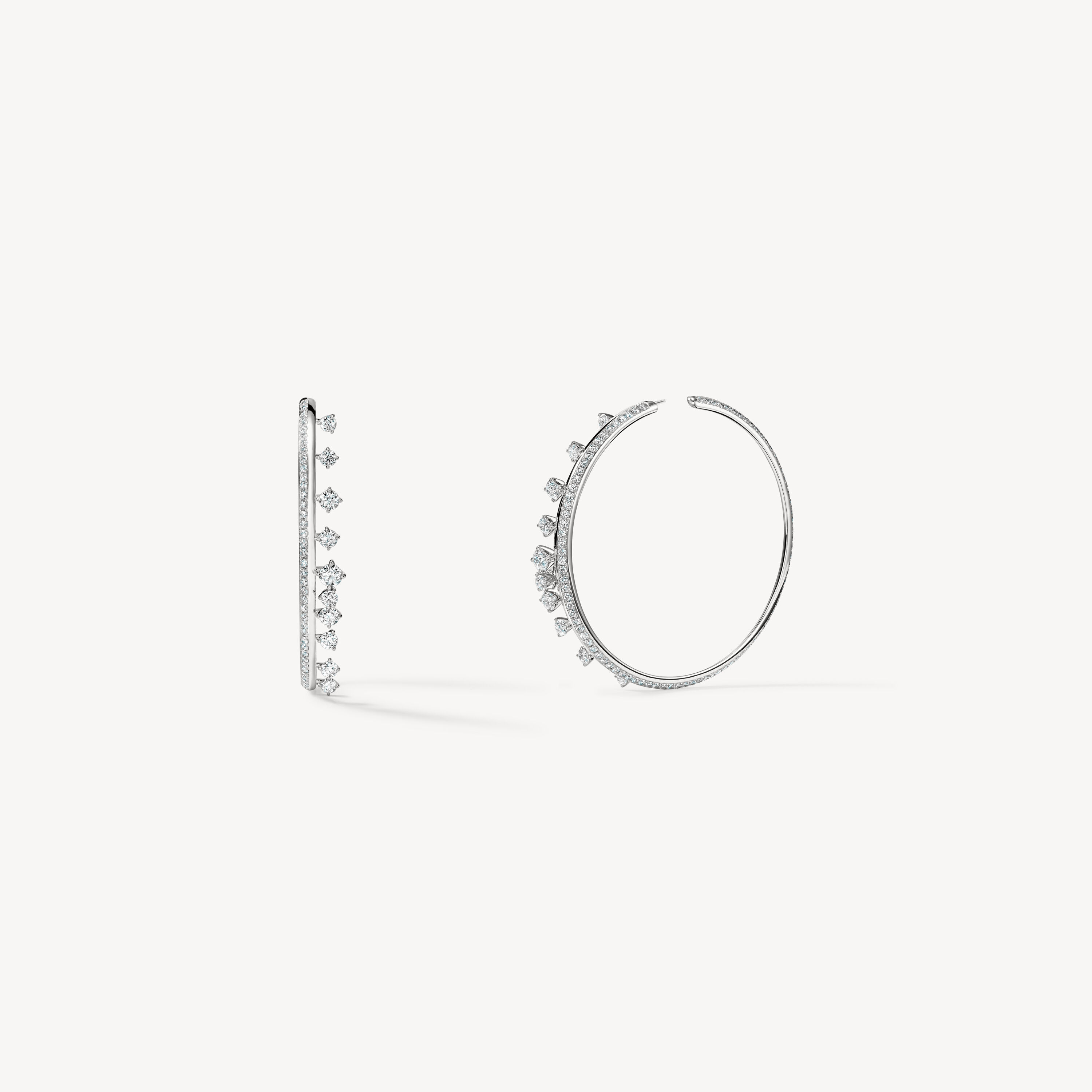BARRE Floating Diamond Large Hoops, 18K White Gold, large