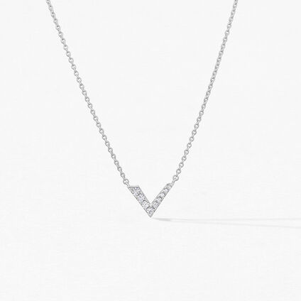 Charmed V Pendant, 18K White Gold, large