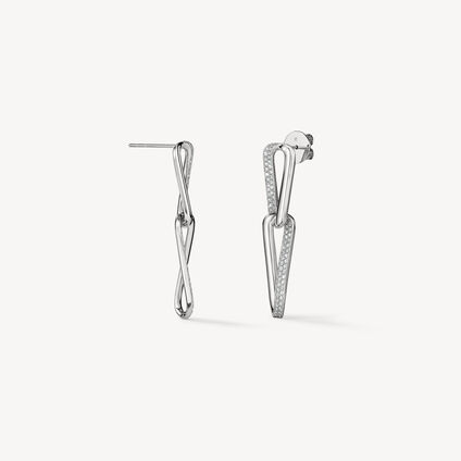 INSIDE/OUT Diamond Link Earrings, Small, 18K White Gold, large