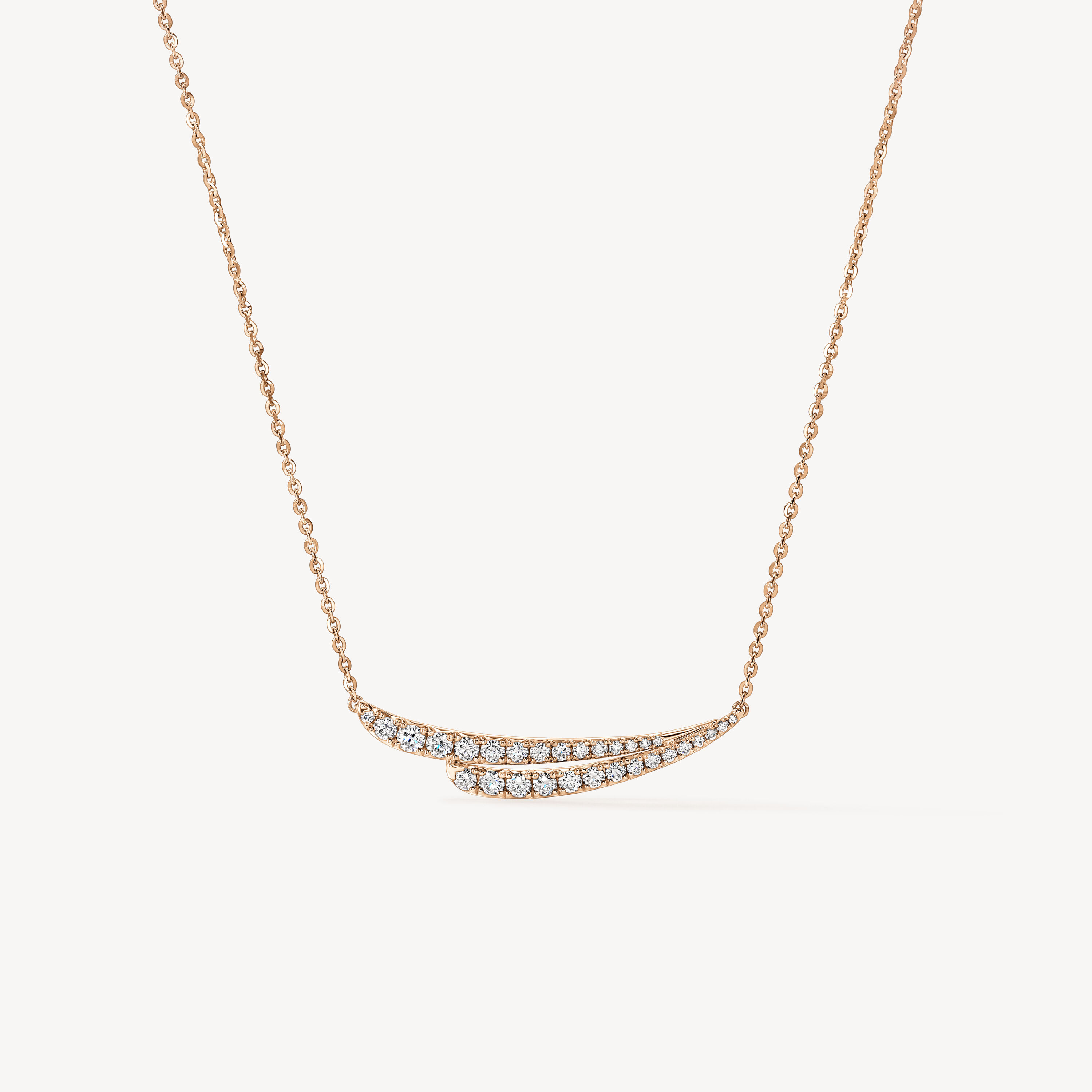 VELA French Cut Pav&eacute; Diamond Pendant Necklace, 18K Rose Gold, large