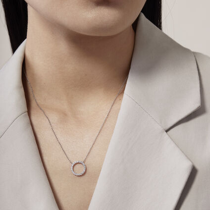 Signature Circle Pendant - Medium, 18K White Gold, large
