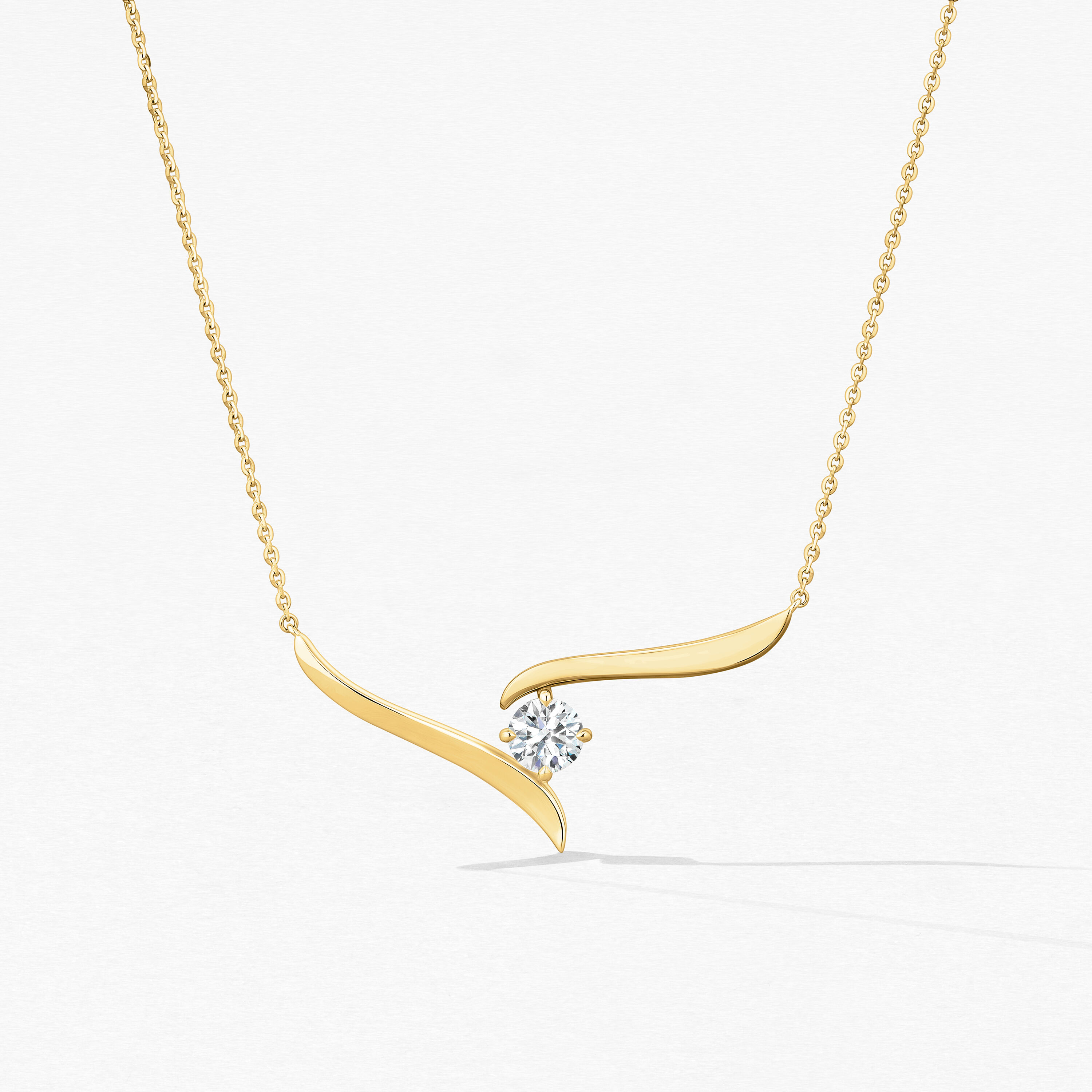 Vela Solitaire Crossover Pendant, 18K Yellow Gold, large