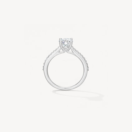 Camilla HOF Engagement Ring with Diamond Band, Platinum, large